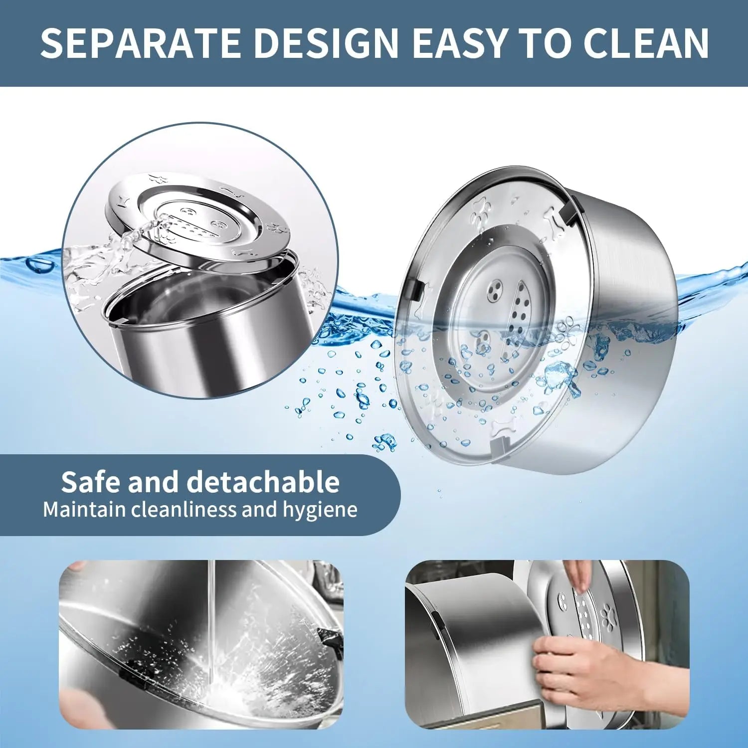 3L Stainless Steel No-Spill Slow Drinking Dog Water Bowl