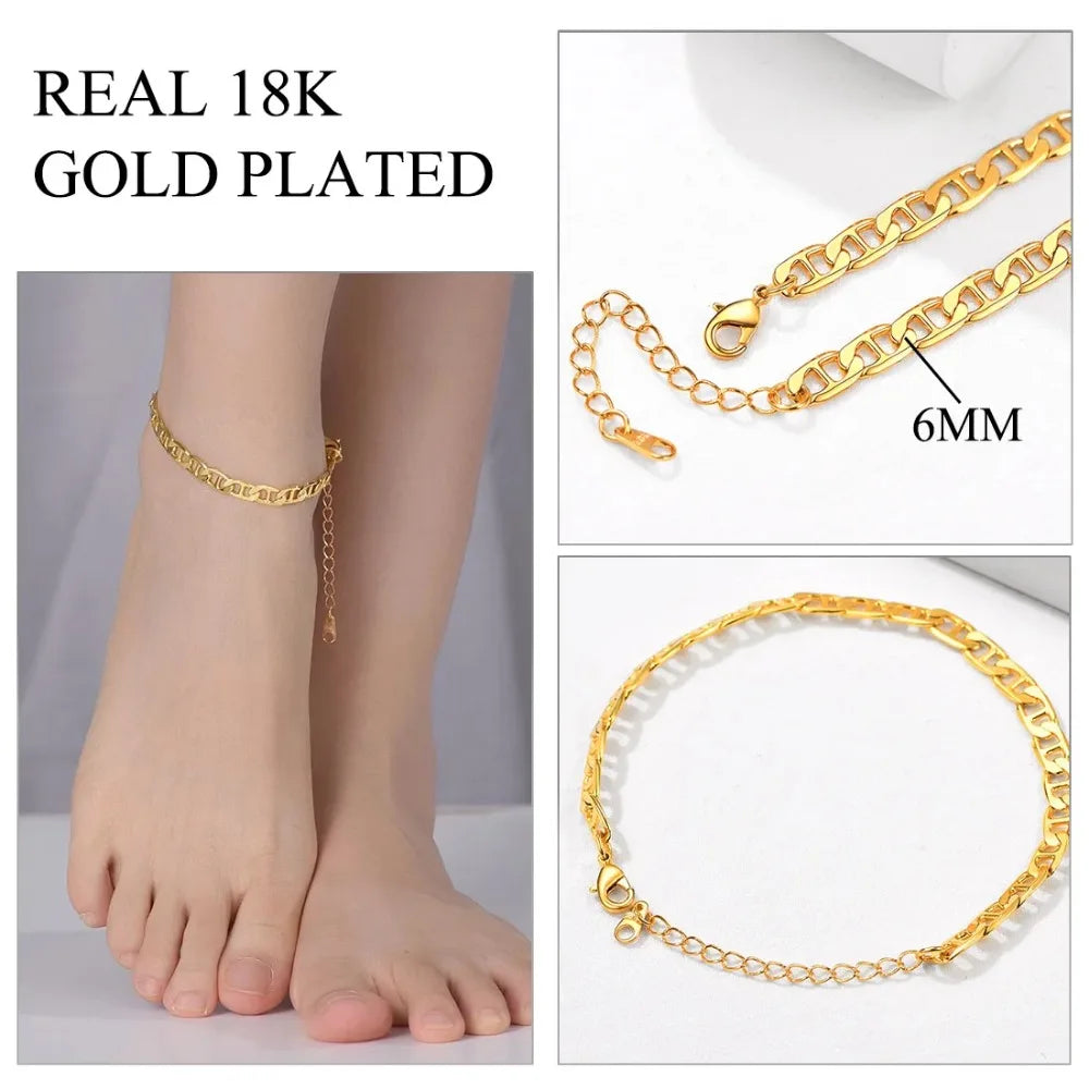 Stainless Steel Multi-Style Anchor and Curb Chain Anklet