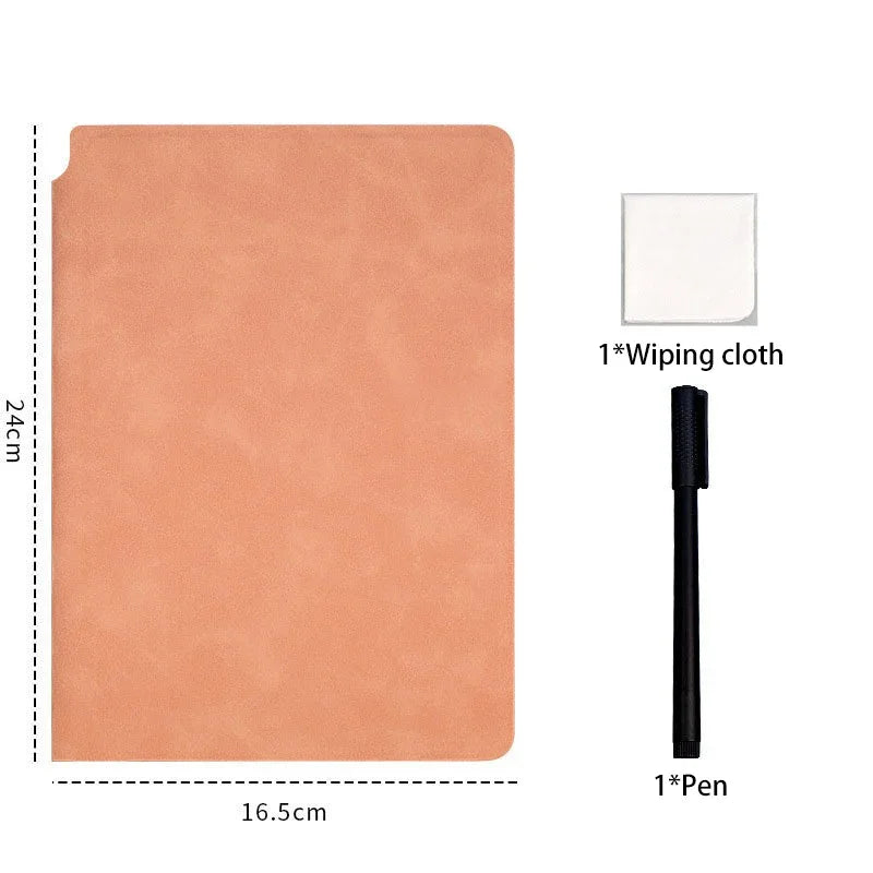 Reusable Whiteboard Notebook Weekly Planner Portable A5 Stylish Office Notebooks Leather Memo Free Whiteboard Pen Erasing Clot