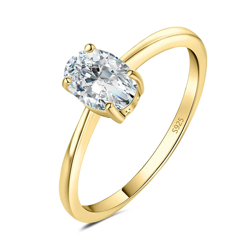 925 Sterling Silver Oval Cut Cubic Zirconia Solitaire Ring