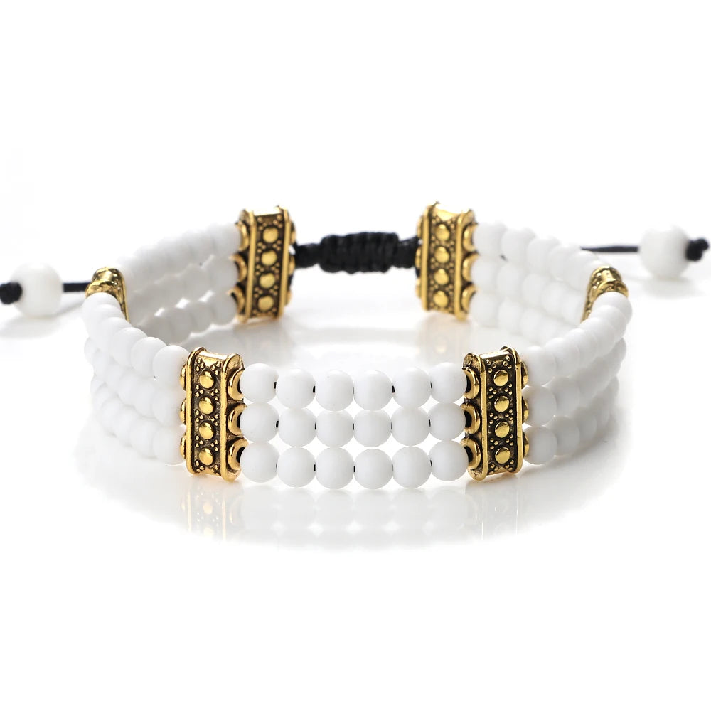 4mm Natural Stone Braided Energy Yoga Bracelet