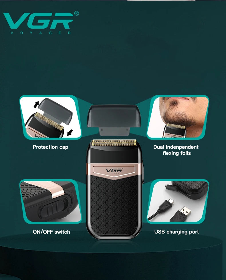 VGR 331 Portable Double Foil Travel Electric Shaver