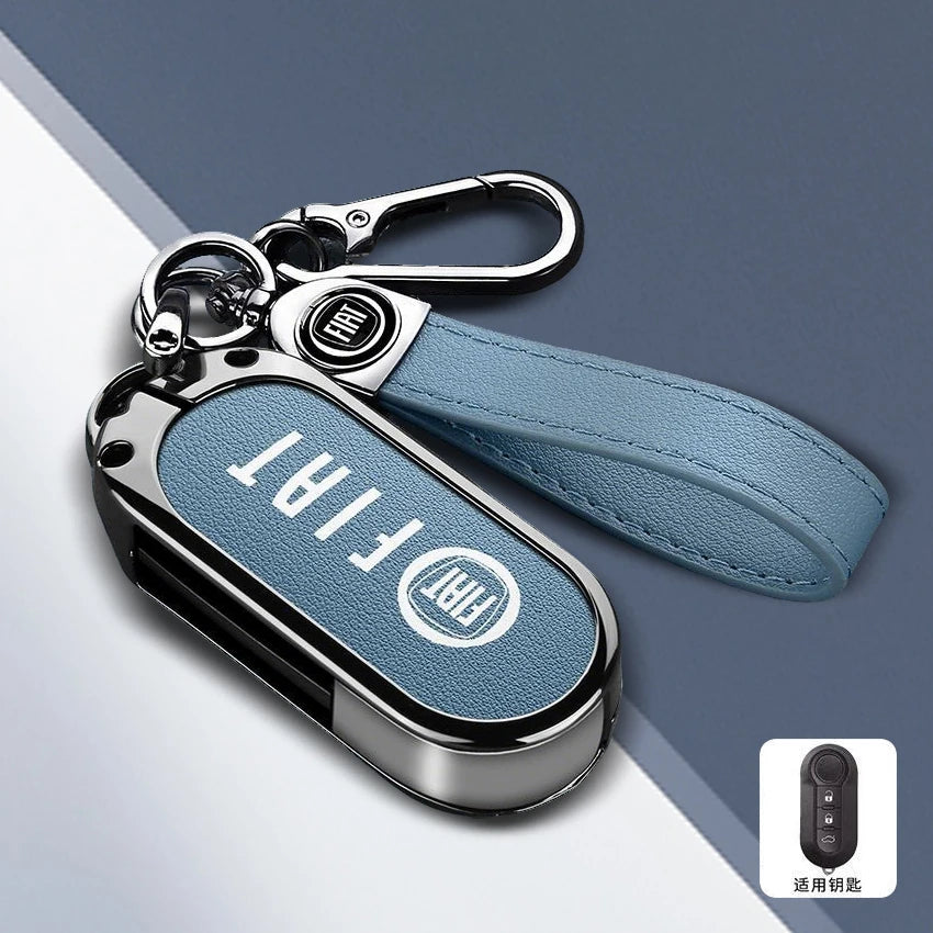 Leather Car Remote Key Case Cover Shell Protector for Fiat Ducato 500 500L Panda Grande Punto Lancia Musa Keychain Accessories