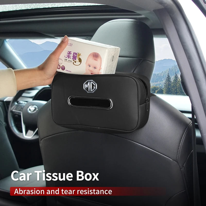 Car Seatback Tissue Box Armrest Paper Napkin Storage Bag Accessories  For Morris Garages MG 6 3 5 7 TF ZR ZS HS GS GT Hector