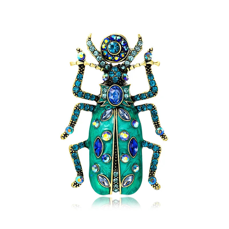 Exquisite Full Crystal Beetle Brooch Elegant Lady Insect Pin