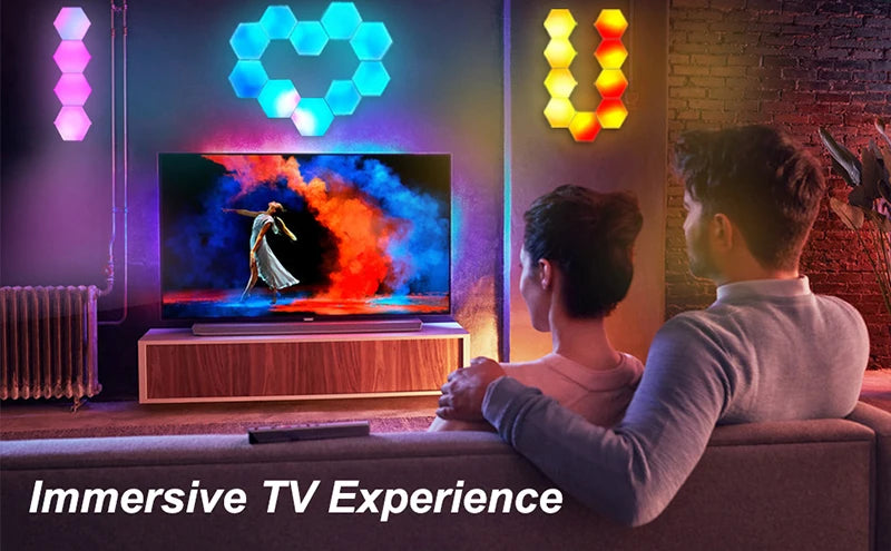 Luz Hexagonal LED RGB Bluetooth Interior Controlo Remoto APP Candeeiro de Cabeceira Decoração de Quarto Sala de Jogos de Computador