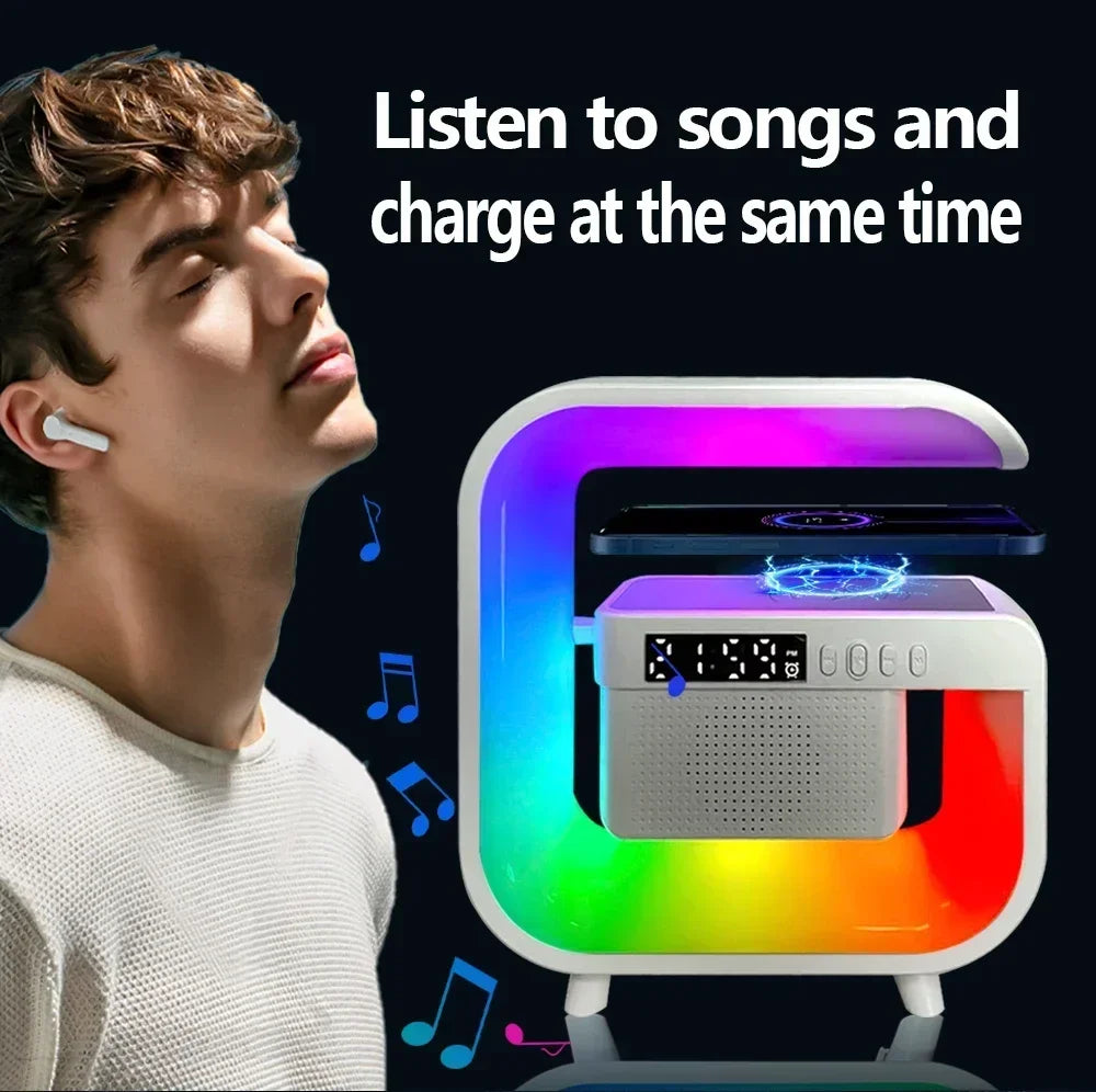 Bluetooth Wireless FM TF Speaker Phone Wireless Charger RGB Light for iPhone Samsung Xiaomi Fast Charging Home Portable Speakers