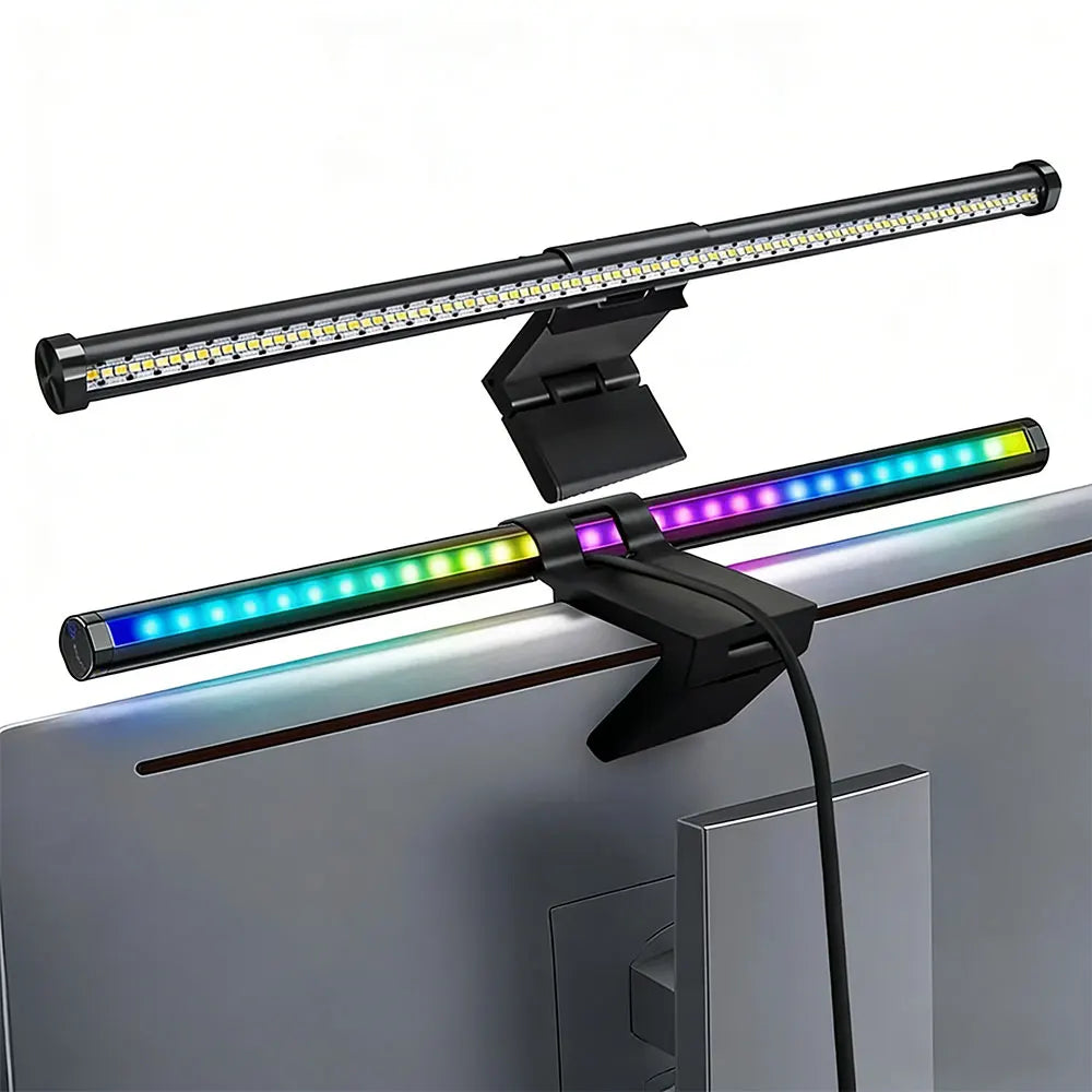 LED Monitor Light Bar Monitor Desk Lamp with RGB Backlight Music Rhythm Ambiance Table Lamp PC Screen Light for Home Office/Game