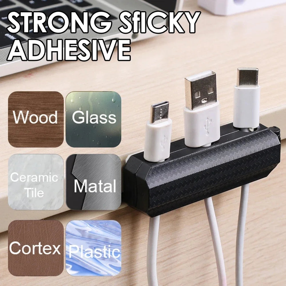 2 PCS Magnetic Cable Clips Cables Smooth Adjustable Cord Holder Under Desk Cable Management Wire Keeper Data Line Organizer