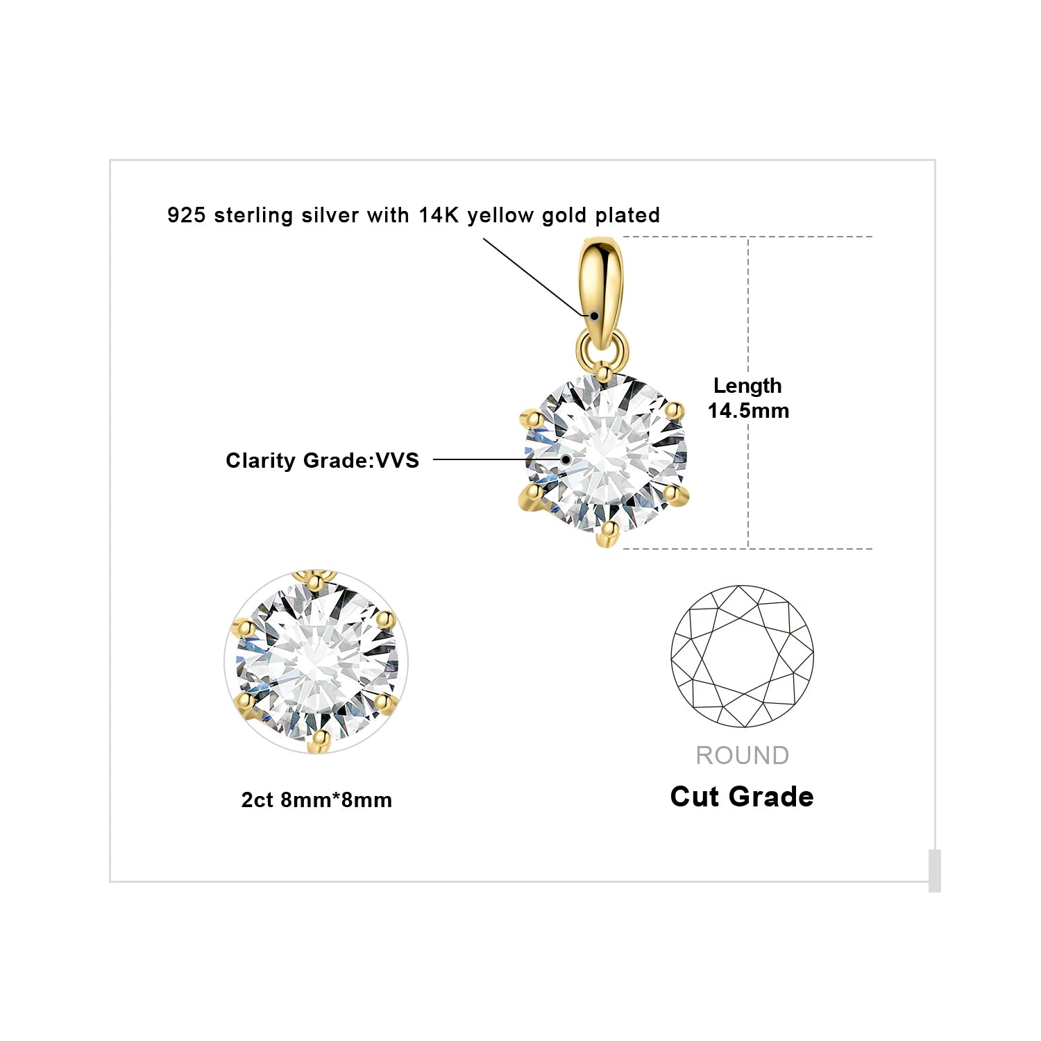 Round Cut Moissanite Solitaire Pendant