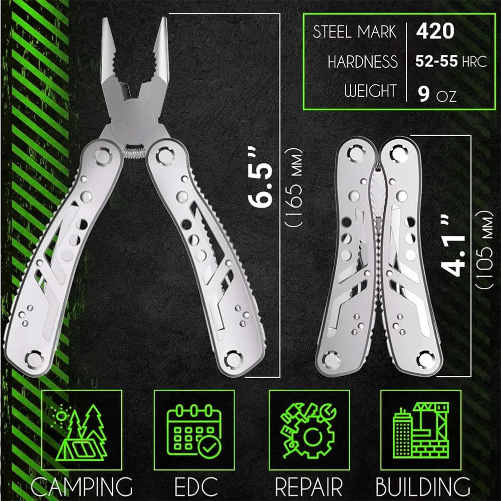 Premium 24-in-1 Stainless Steel Survival Multi-Tool Pliers Set