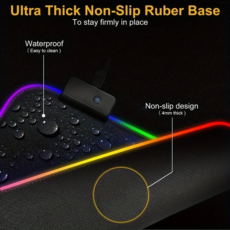 LED RGB Mousepad Keyboard Cover Desk-mat Waterproof Large Gaming Mouse Pad Multi-size Computer Gamer Esports Mouse Pad Backlit