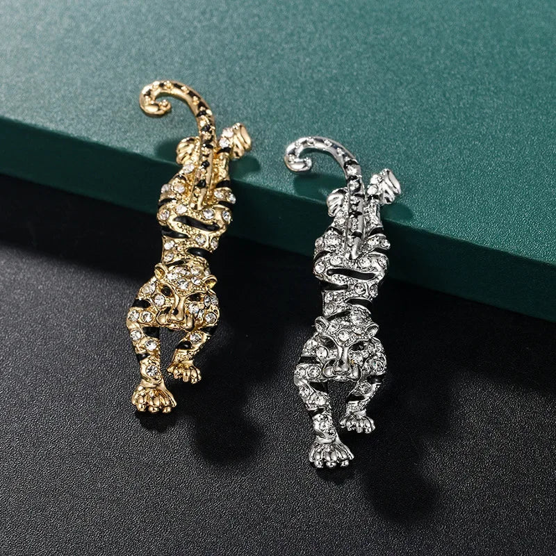 Exquisite Crystal Tiger Brooch Elegant Suit Clothing Badge
