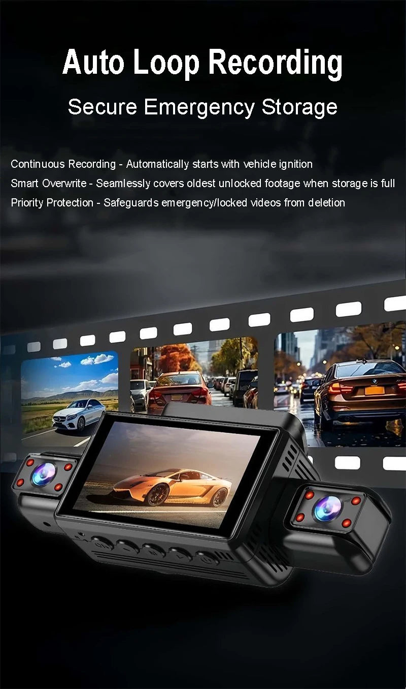 4K 4CH Hidden Car DVR with APP 24H Parking Mode G Sensor Motion Detect Loop Record Time Lapse Stealth Recording Night Vision WDR