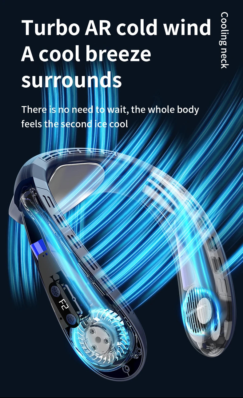 Portable Semiconductor Cooling Neck Fan with 5200mAh Battery