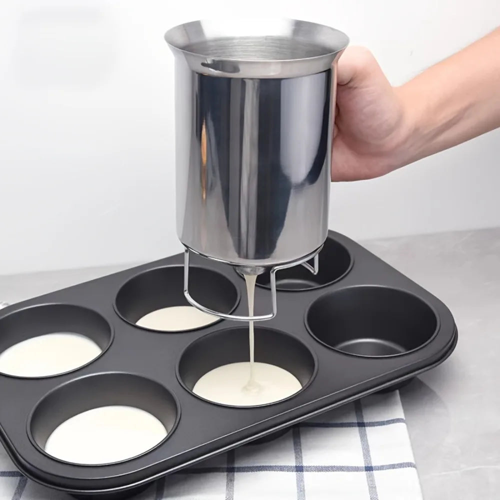 Dispensador de Massa em Aço Inoxidável Funil Multiusos para Cupcakes Panquecas Waffles - Utensílios Reutilizáveis para Cozer Ferramentas de Pastelaria