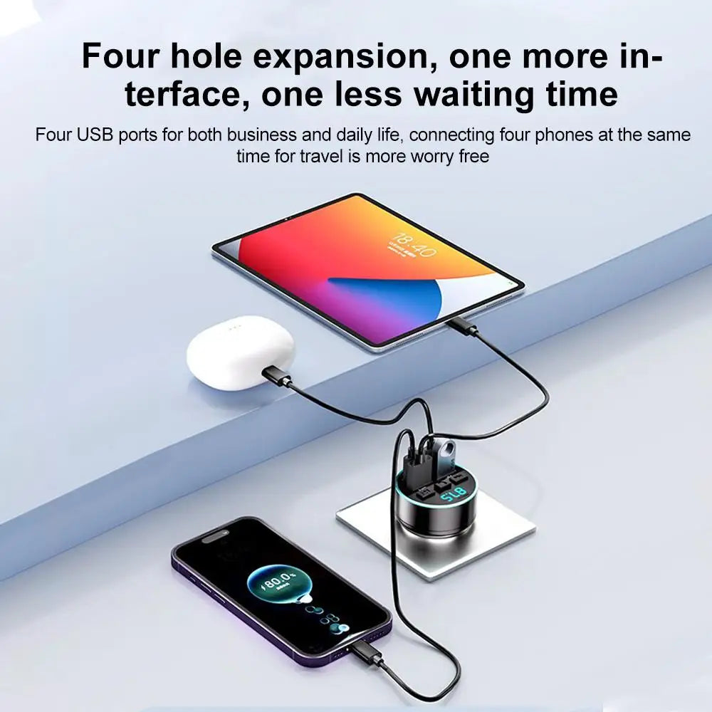 Car Cigarette Lighter Bluetooth 5.0 Car FM Transmitter PD Type-C Dual USB Ambient Player Car MP3 Charger Smartphone Charge