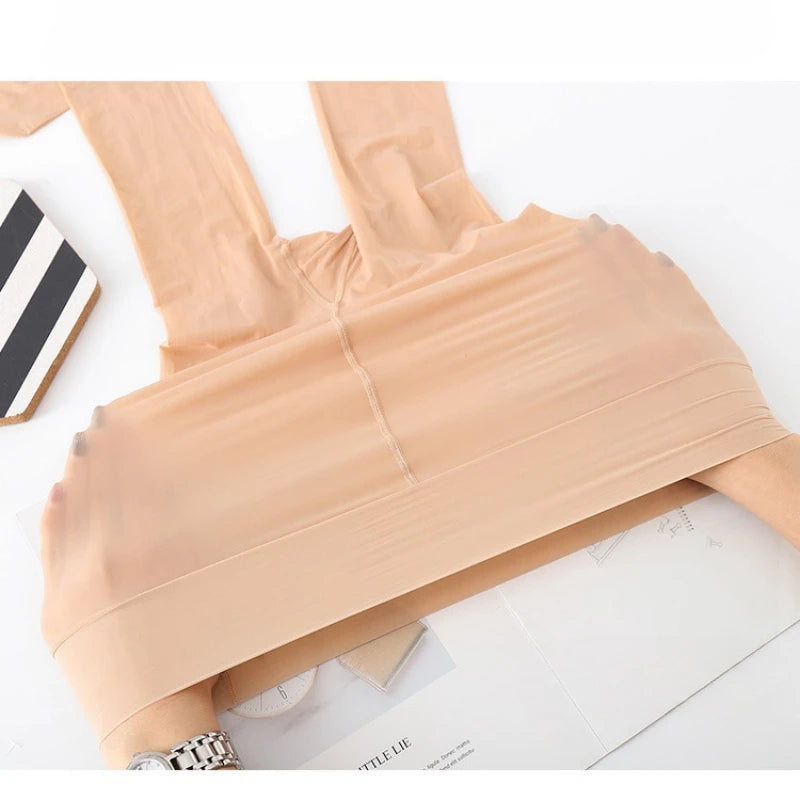 Shiny High Waist Control Top Footless Pantyhose Stockings