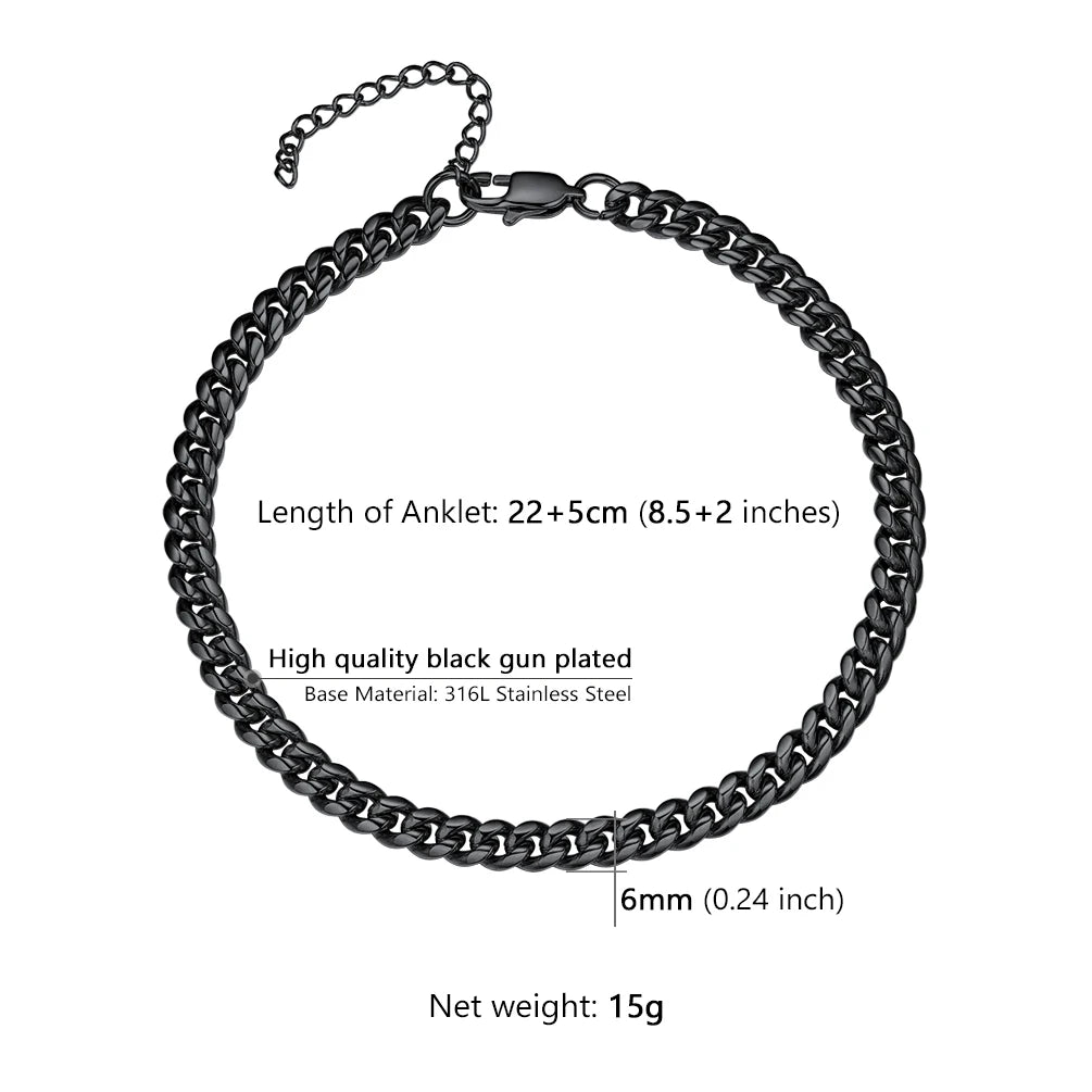 Stainless Steel Multi-Style Anchor and Curb Chain Anklet