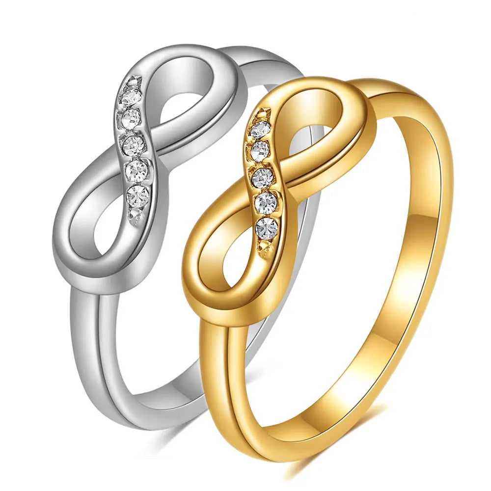 Dainty Infinity Promise Ring Gold / Silver Style CZ Eternal Band