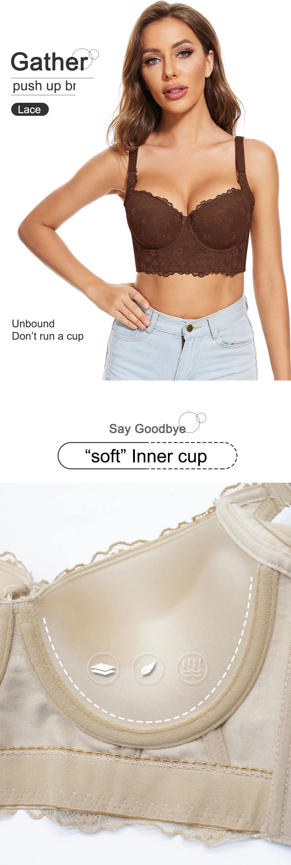 Push Up Longline Underwire Corset Add-One-Cup Bralette
