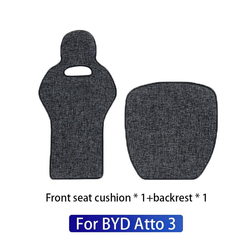Para BYD Atto 3 Yuan Plus Tang Dolphin EV 2021 2022 2023 2024 2025 Almofada de Linho Respirável Tapete Protetor de Assento de Carro Acessórios