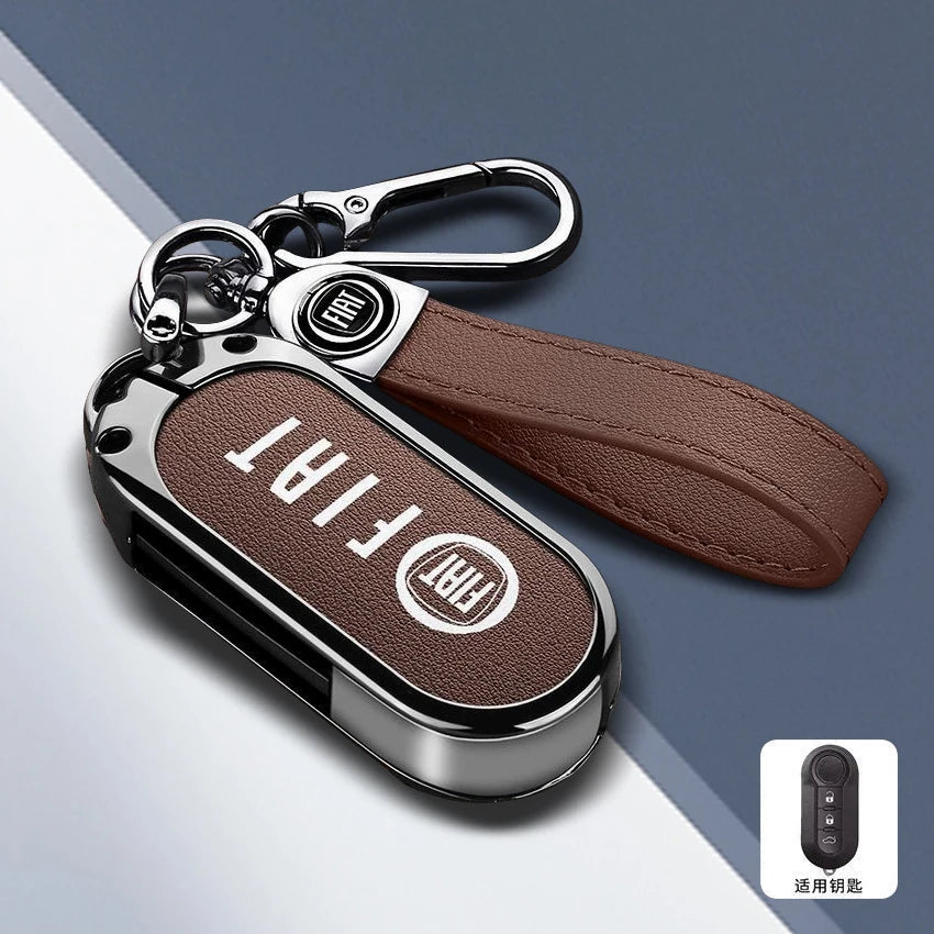 Leather Car Remote Key Case Cover Shell Protector for Fiat Ducato 500 500L Panda Grande Punto Lancia Musa Keychain Accessories
