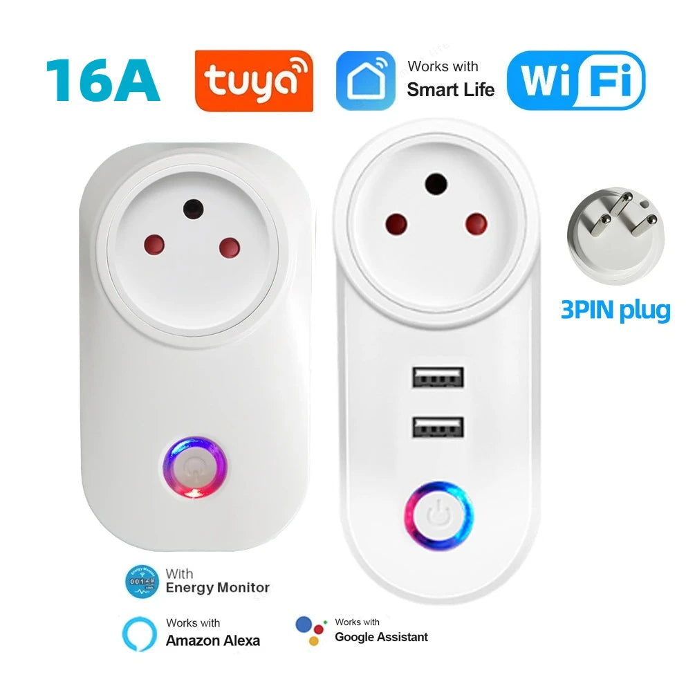 16A Israel Smart Plug WIFI Socket Bluetooth USB ISR IL Outlet-Voice Timer Remote-Tuya/Alexa/IFTTT/ Life Home Automatio