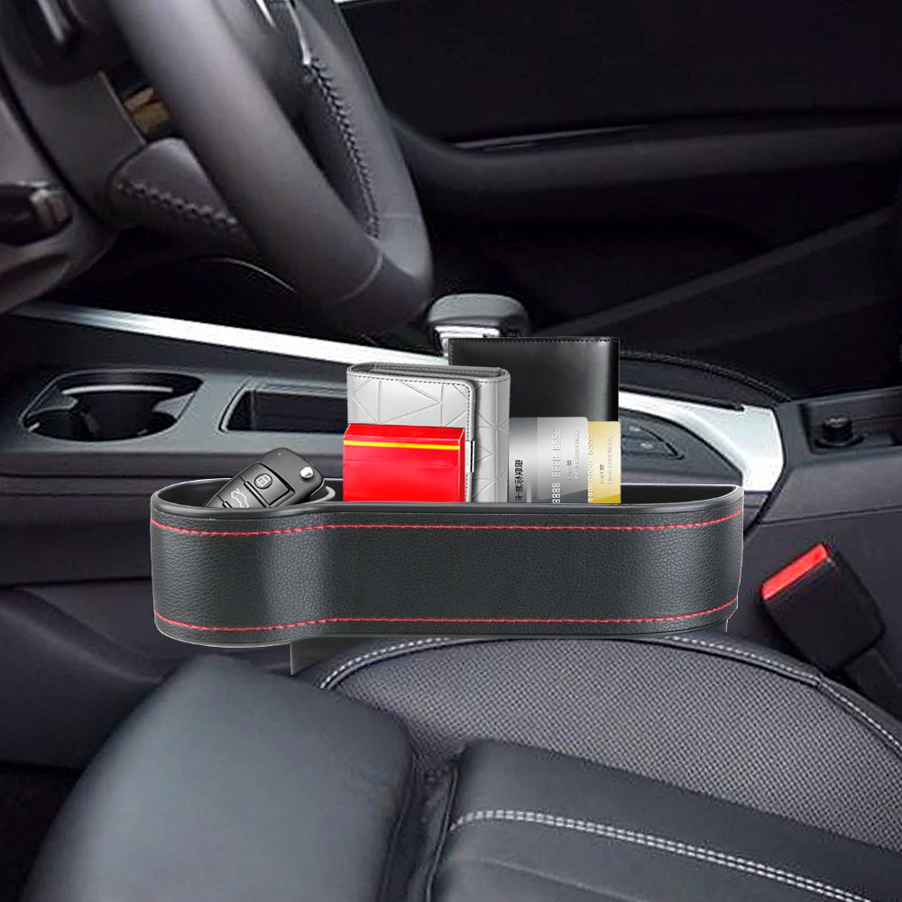Car Organizer Auto Crevice Pocket Phone Bottle Cups Holder Seat Gap Leather Storage Box Car Accessories,USB Chargers Optional