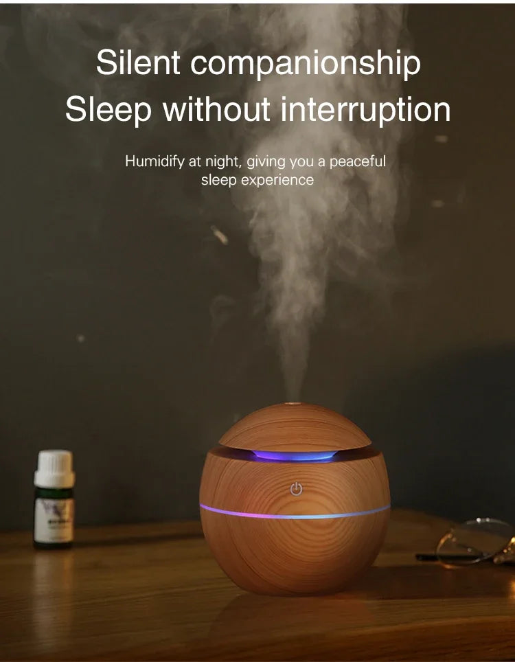 USB Ultrasonic Cool Mist Sprayer Essential Oil Diffuser Wood Grain Electric Air Humidifier Purifier for Home office and Car