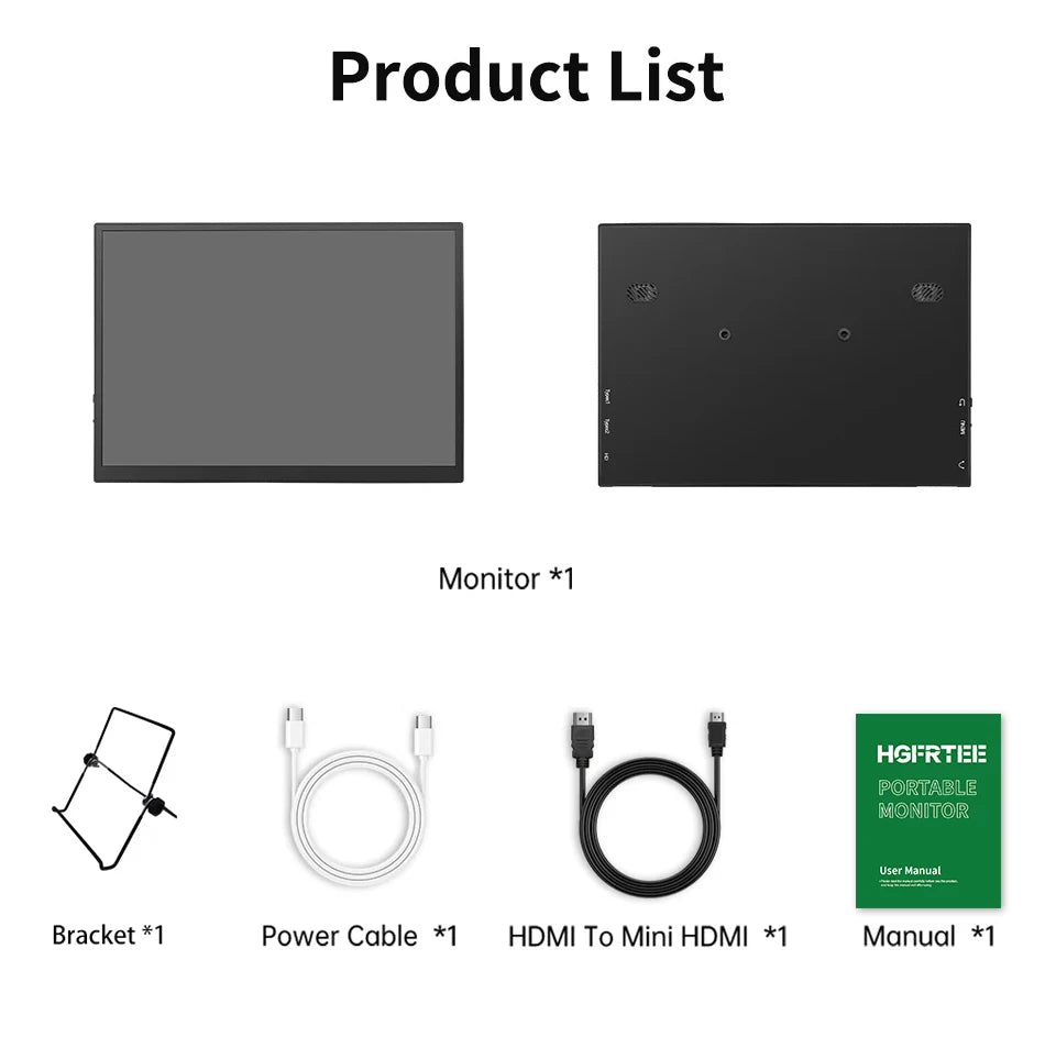 10.5 inch Portable Monitor 1280P 100%SRGB 420cd/m2 With dual speakers Mini HDMI interface For Laptop PC PS4 Game Console