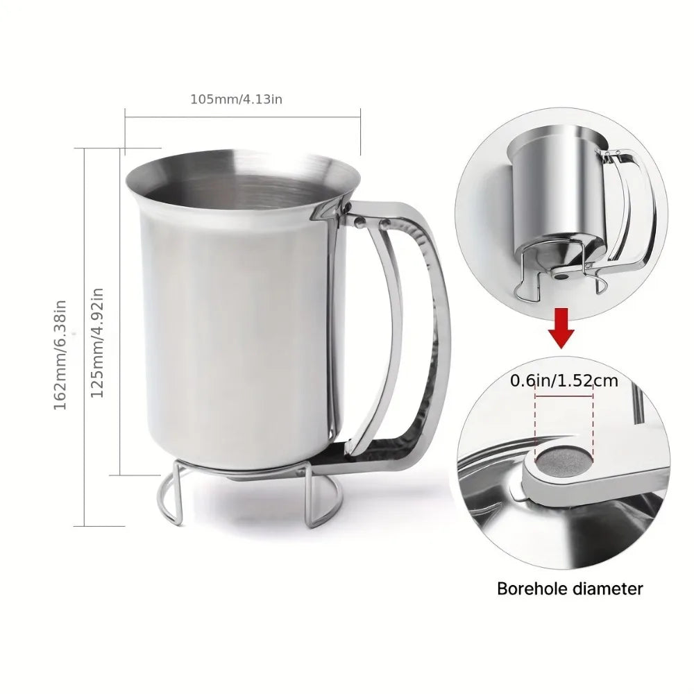 Dispensador de Massa em Aço Inoxidável Funil Multiusos para Cupcakes Panquecas Waffles - Utensílios Reutilizáveis para Cozer Ferramentas de Pastelaria