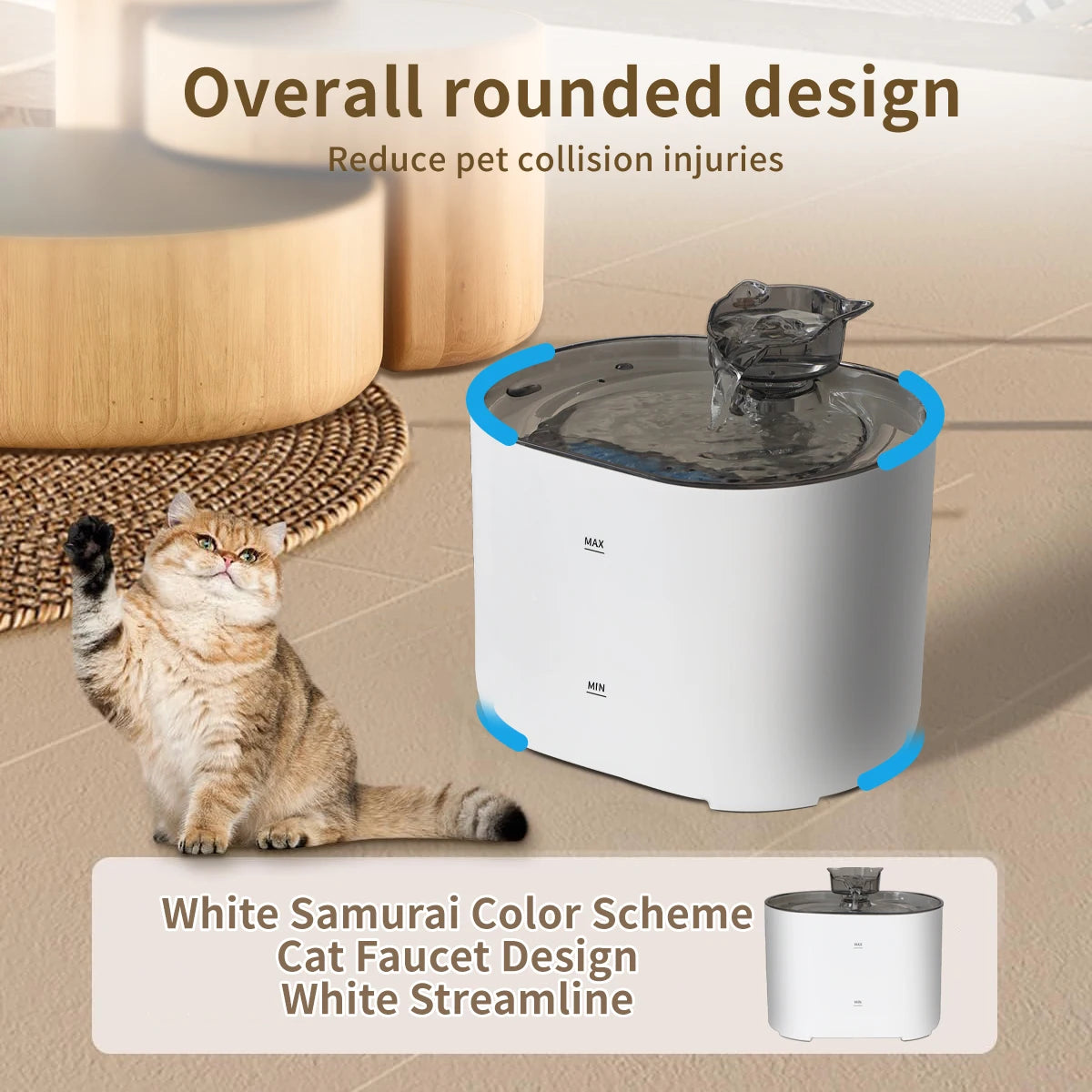 Bebedouro Automático para Gatos com Filtro, Dispensador de Água para Cães e Gatos, Bomba Elétrica USB Silenciosa, Orelha de Gato, Bebedouro para Animais de Estimação
