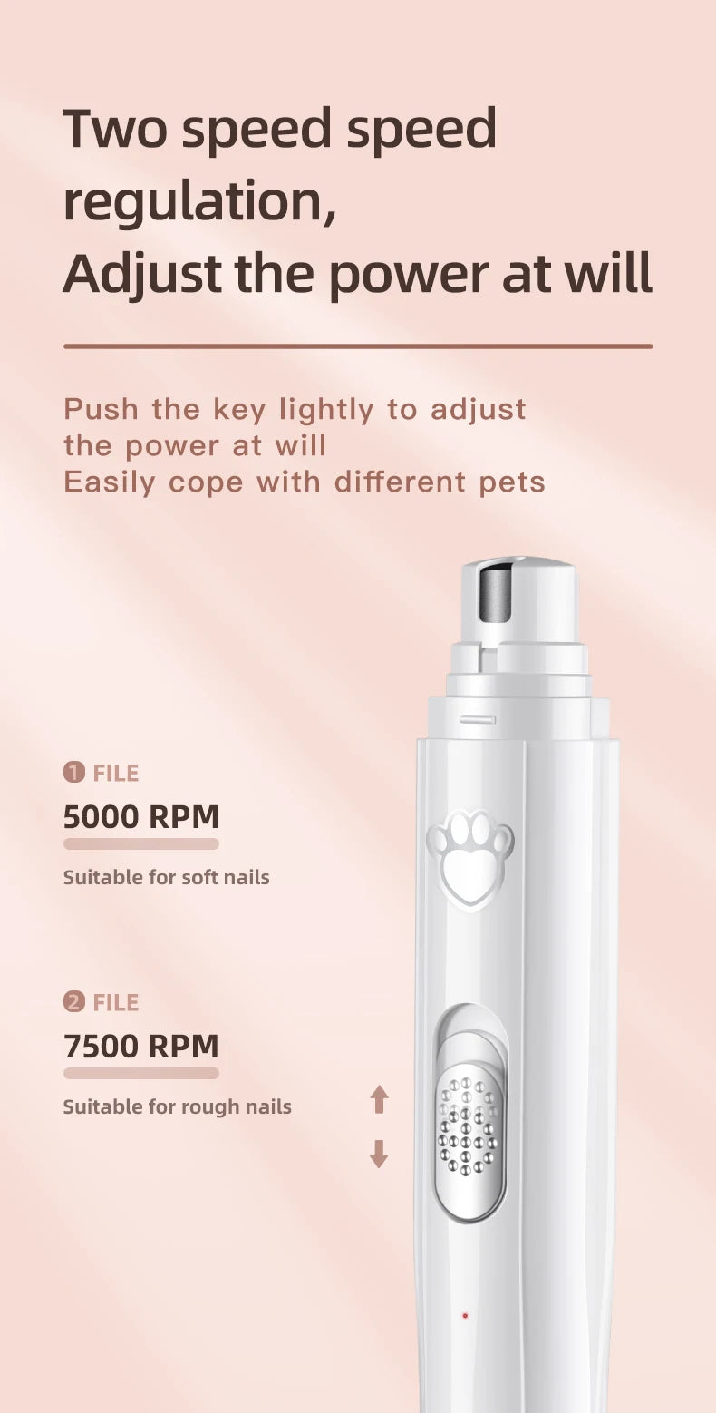 Professional 2-Speed LED Pet Nail Grinder & Polisher Wheel