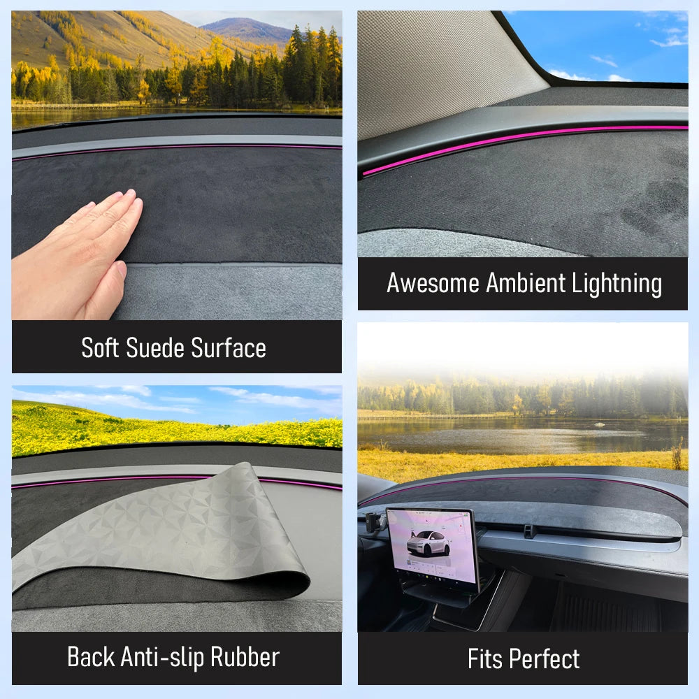 Tesla Model Y 2025-Present Juniper Suede Leather Dashboard Cover