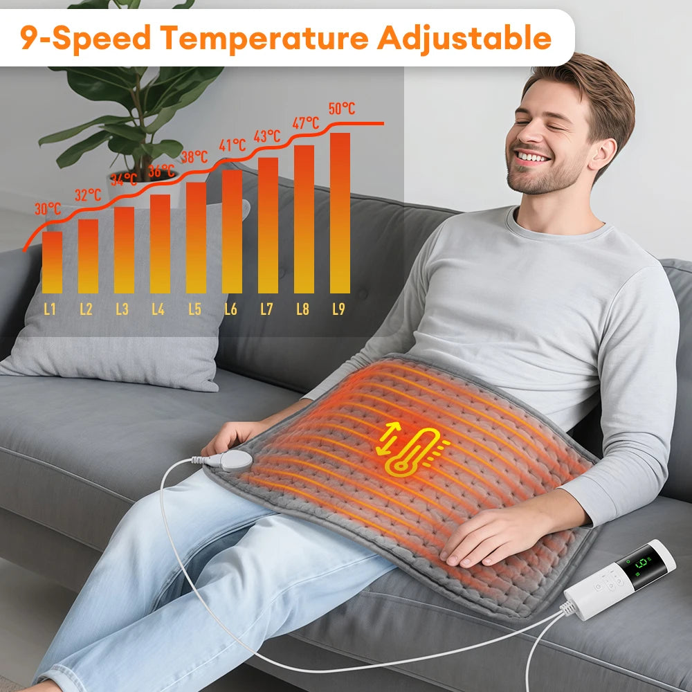 Electric Heating Pad Menstrual Period Adbomen Winter Blanket Waist Shoulder Leg Warming Mat 9 Heating & 4 Timer Home Office Use