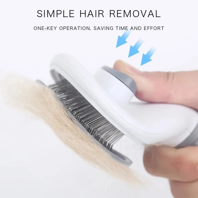Self-Cleaning Stainless Steel Pet Grooming Brush for Dogs & Cats