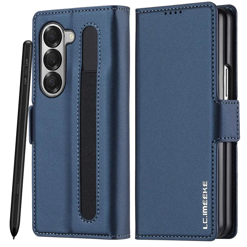 Magnetic Flip Leather Phone Case for Samsung Galaxy Z Fold 7 6 5 4 3 5G Fold6 Fold5 Fold4 Wallet Card Cover Etui Coque