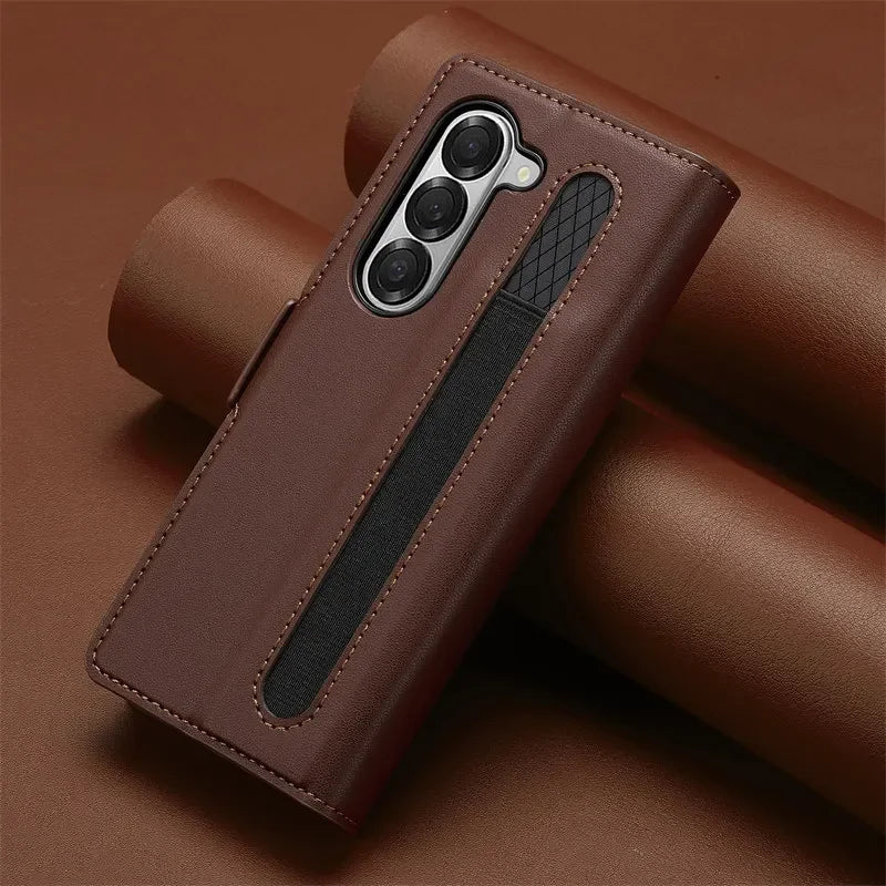 Magnetic Flip Leather Phone Case for Samsung Galaxy Z Fold 7 6 5 4 3 5G Fold6 Fold5 Fold4 Wallet Card Cover Etui Coque
