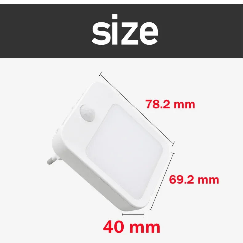 Motion Sensor LED Night Lights EU Plug Dimmable Cabinet Light for Baby Bedside Bedroom Corridor Wireless Night Lamp Lighting