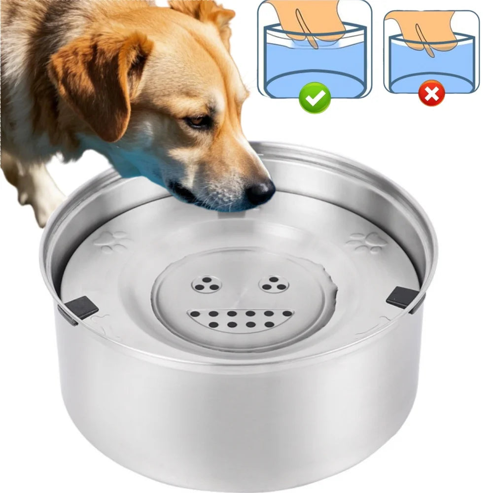 3L Stainless Steel No-Spill Slow Drinking Dog Water Bowl