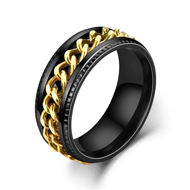8mm Rotatable Chain Stainless Steel Fidget Spinner Ring