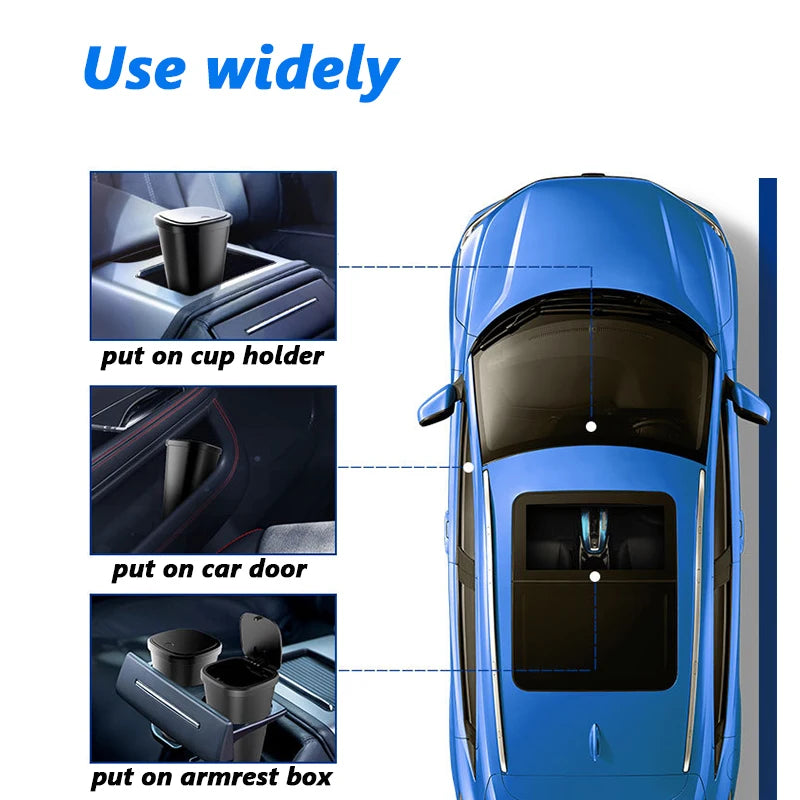 EAFC Car Trash Can Auto Organizer Storage Bag Car Garbage Bin Ashtray Dust Case Holder Click Open Cover