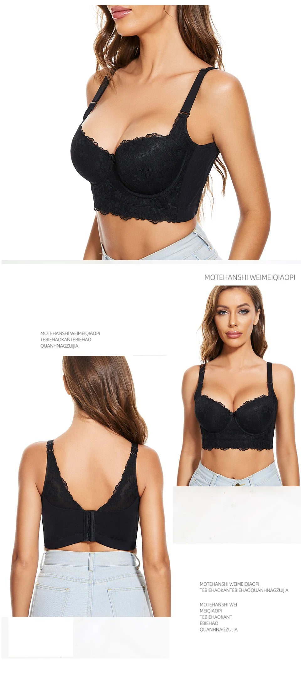 Push Up Longline Underwire Corset Add-One-Cup Bralette