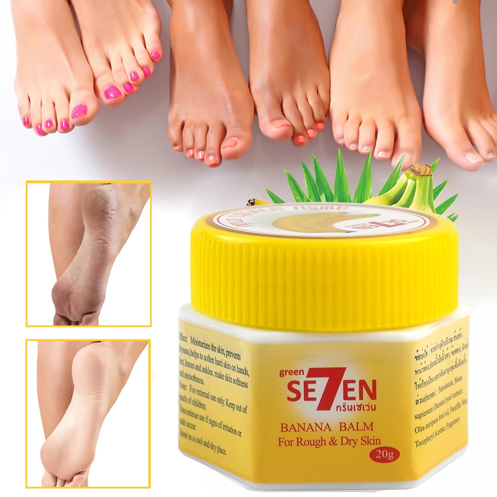Ultra Moisturizing & Cracked Heel Care With Banana Extract For Dry, Rough Feet Overnight Renewal 20g/bottle