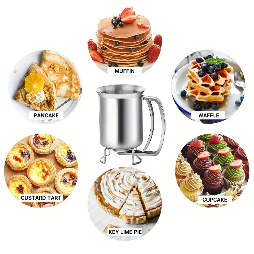 Dispensador de Massa em Aço Inoxidável Funil Multiusos para Cupcakes Panquecas Waffles - Utensílios Reutilizáveis para Cozer Ferramentas de Pastelaria