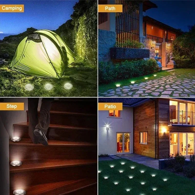8/20 LED Solar Disk Lights Waterproof Outdoor Garden Path Lamp