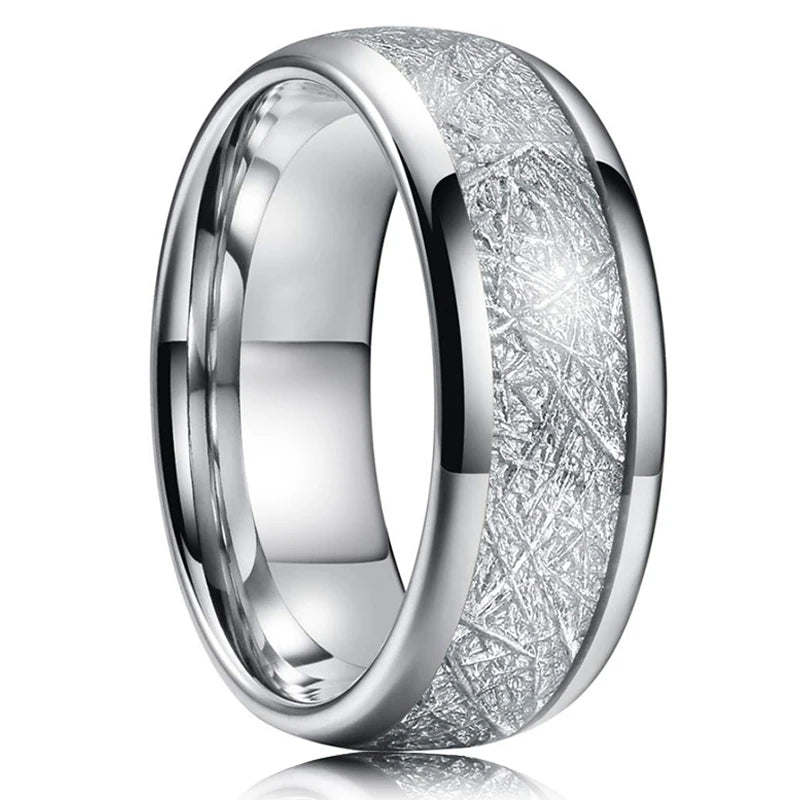 8mm Brushed Stainless Steel Step Edge Ring Multi-Color Collection