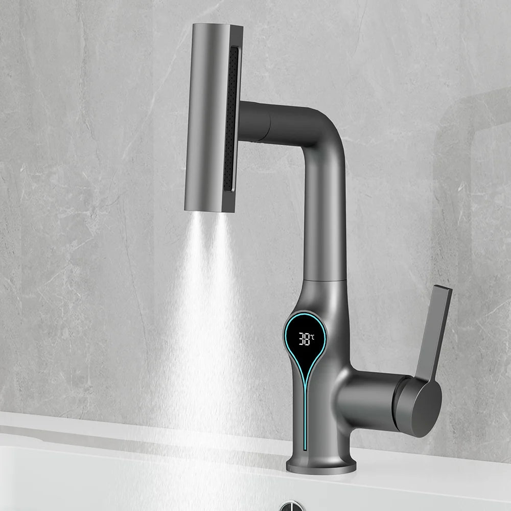 Digital Waterfall Basin Tap with LED Temperature Display