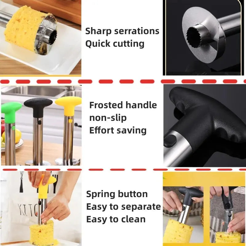 1pc Fatiador de Ananás Descascador Descaroçador Aço Inoxidável Ferramentas de Fruta Utensílios de Cozinha Acessórios de Cozinha Gadgets de Cozinha